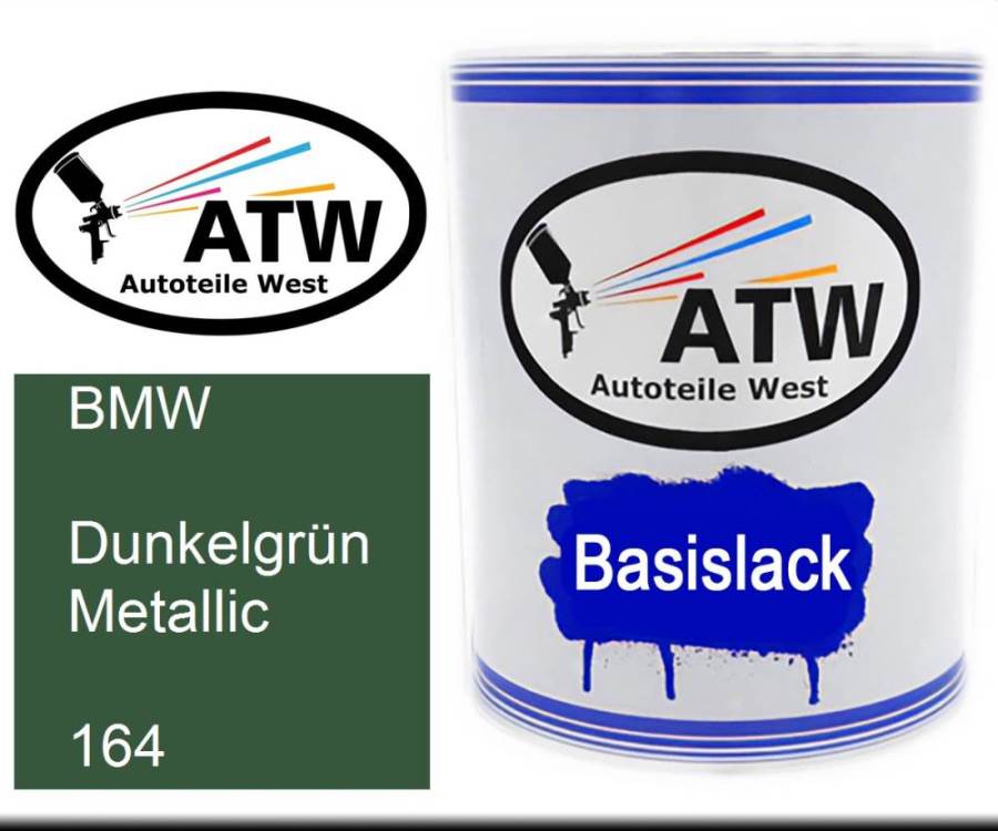 BMW, Dunkelgrün Metallic, 164: 1L Lackdose, von ATW Autoteile West.